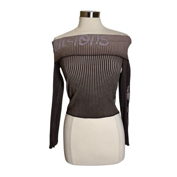 Urban Outfitters Y2K Ribbed Off The Shoulder Top Women’s Size Small - Picture 10 of 10